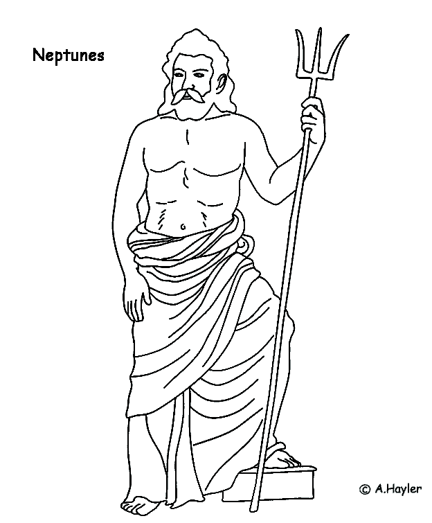 Hedendaags Kleurplaat Romeinse & Griekse goden: neptunes, poseidon DD-23